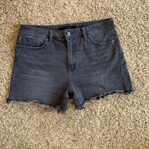 High-Rise Black Denim Shorts